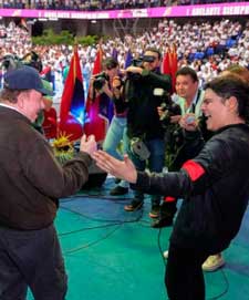 El Copresidente, Comandante Daniel Ortega con Moisés Bautista Hernández.